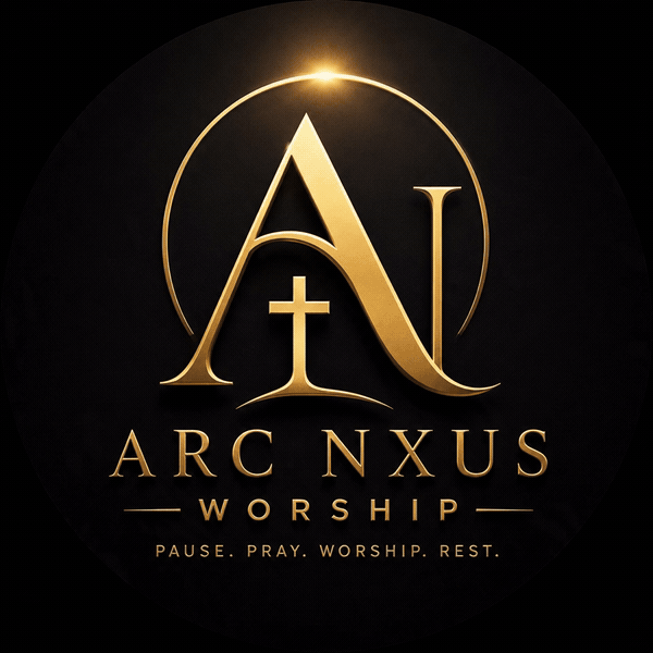 Arc NXUS Worship animated bronze-gold logo